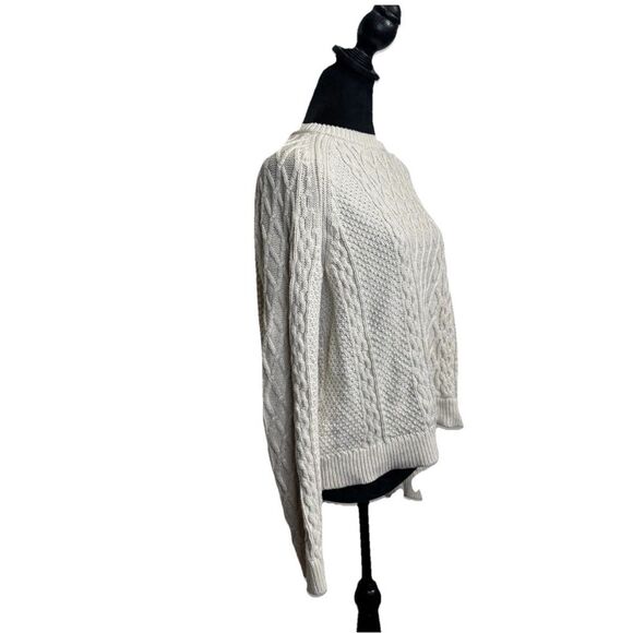 J Crew Cotton cable-knit crewneck sweater Women’s Size S Cotton Fisherman Core - Picture 3 of 6